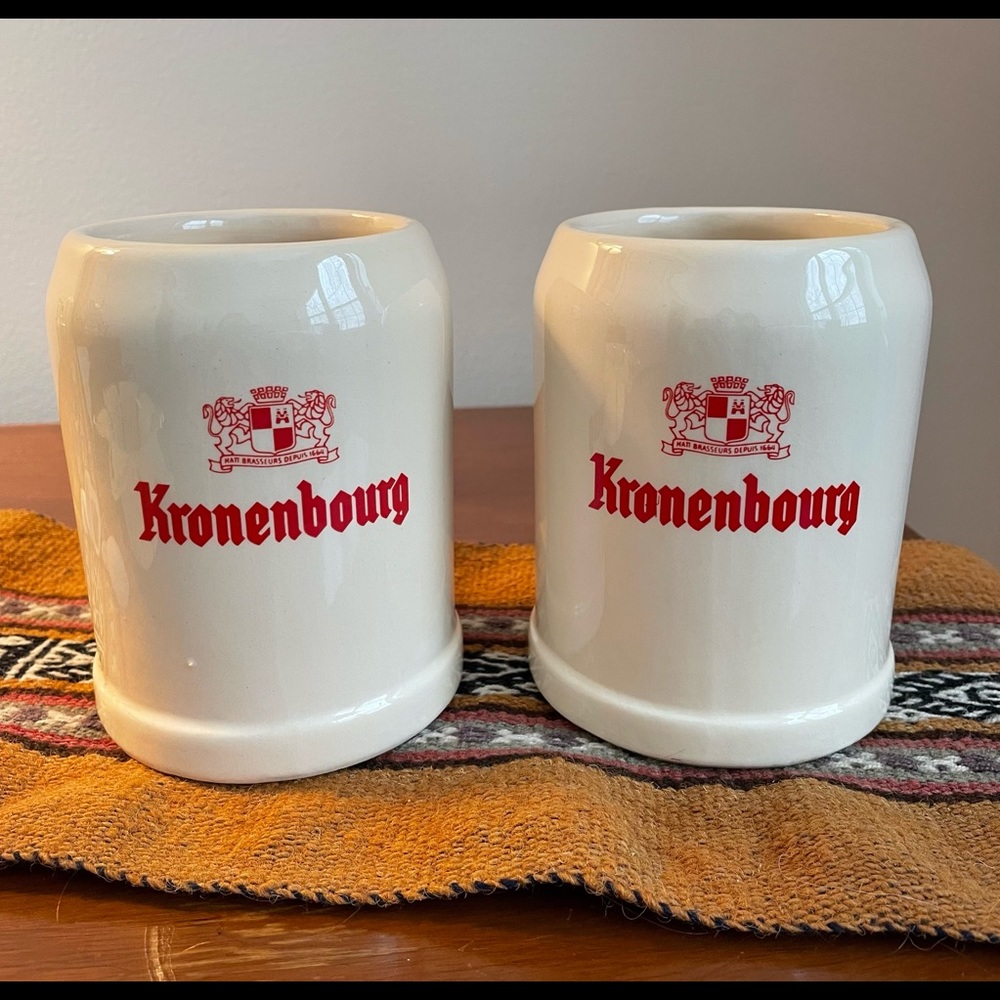 🍻2 Kronenbourg Beer Mugs .5 Liter